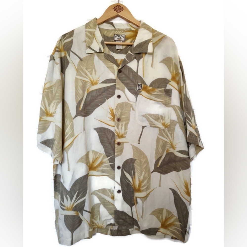 Hawaiian Tropical Luau Pool Party Floral Button-Up Shirt Size XL